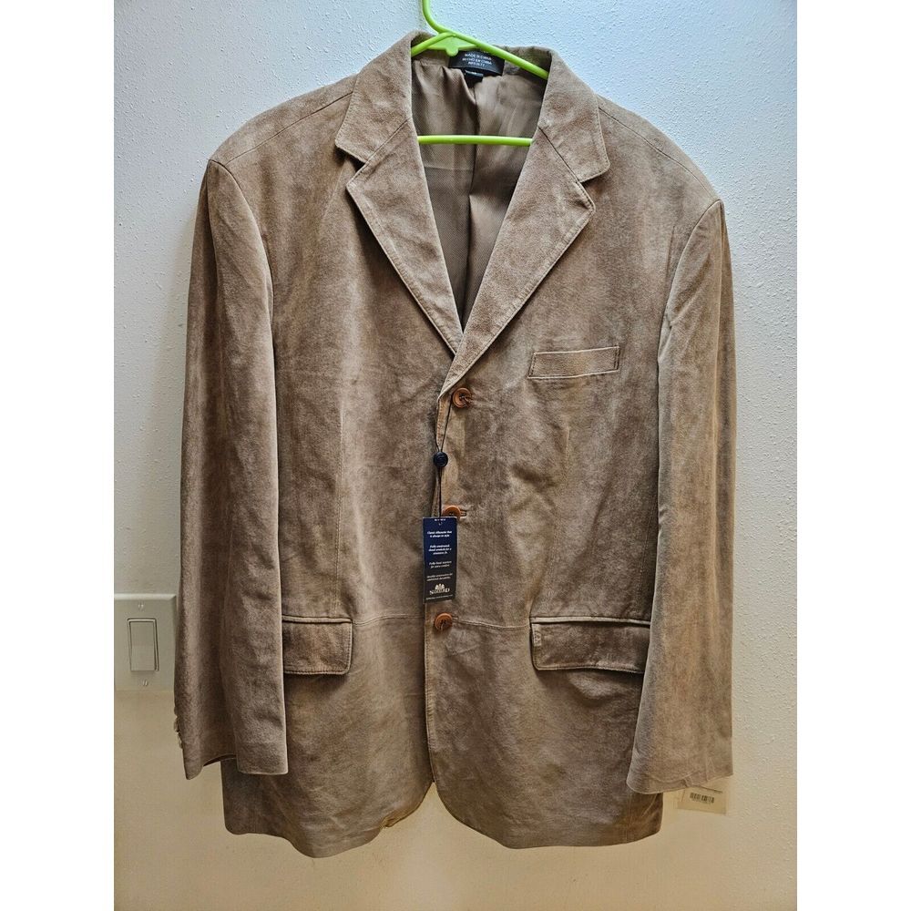Stafford Suede Tan Blazer Sport Coat Jacket XL NEW